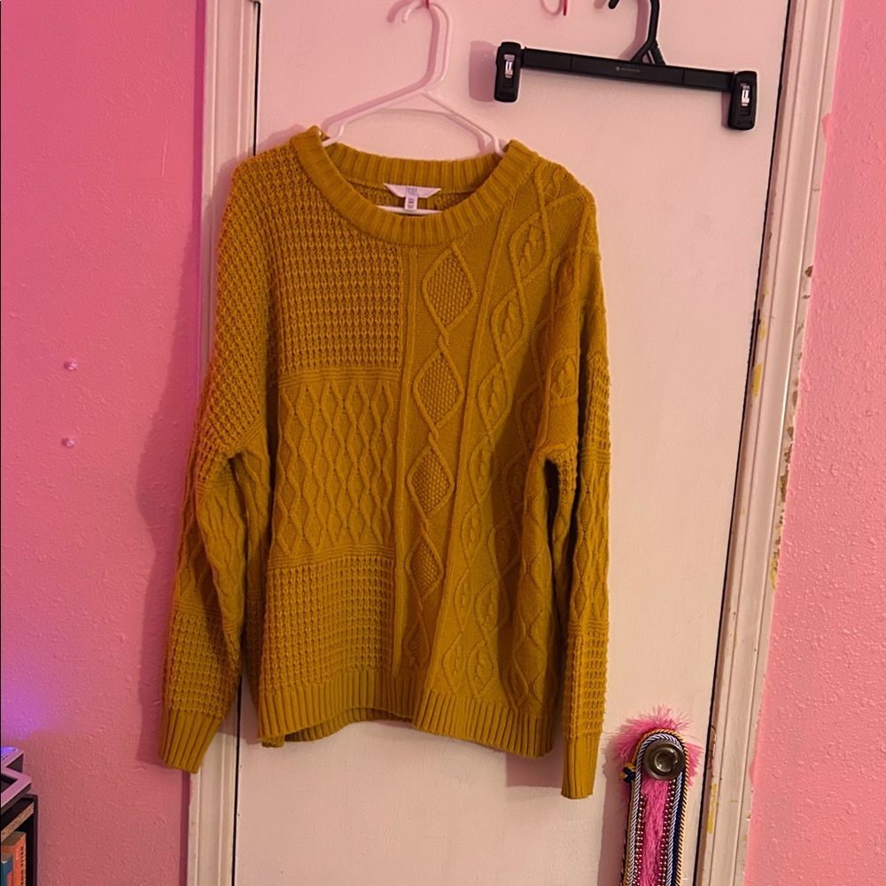Time and Tru Yellow Cable Knit Sweater